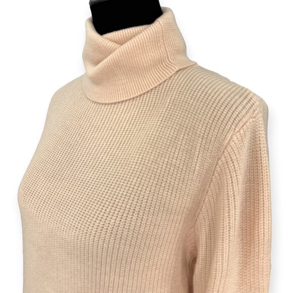 Haute Hippie | NWT | L | Merino Wool Slouchy Ribbed Knit Cut-Out Back Turtleneck - Picture 6 of 11